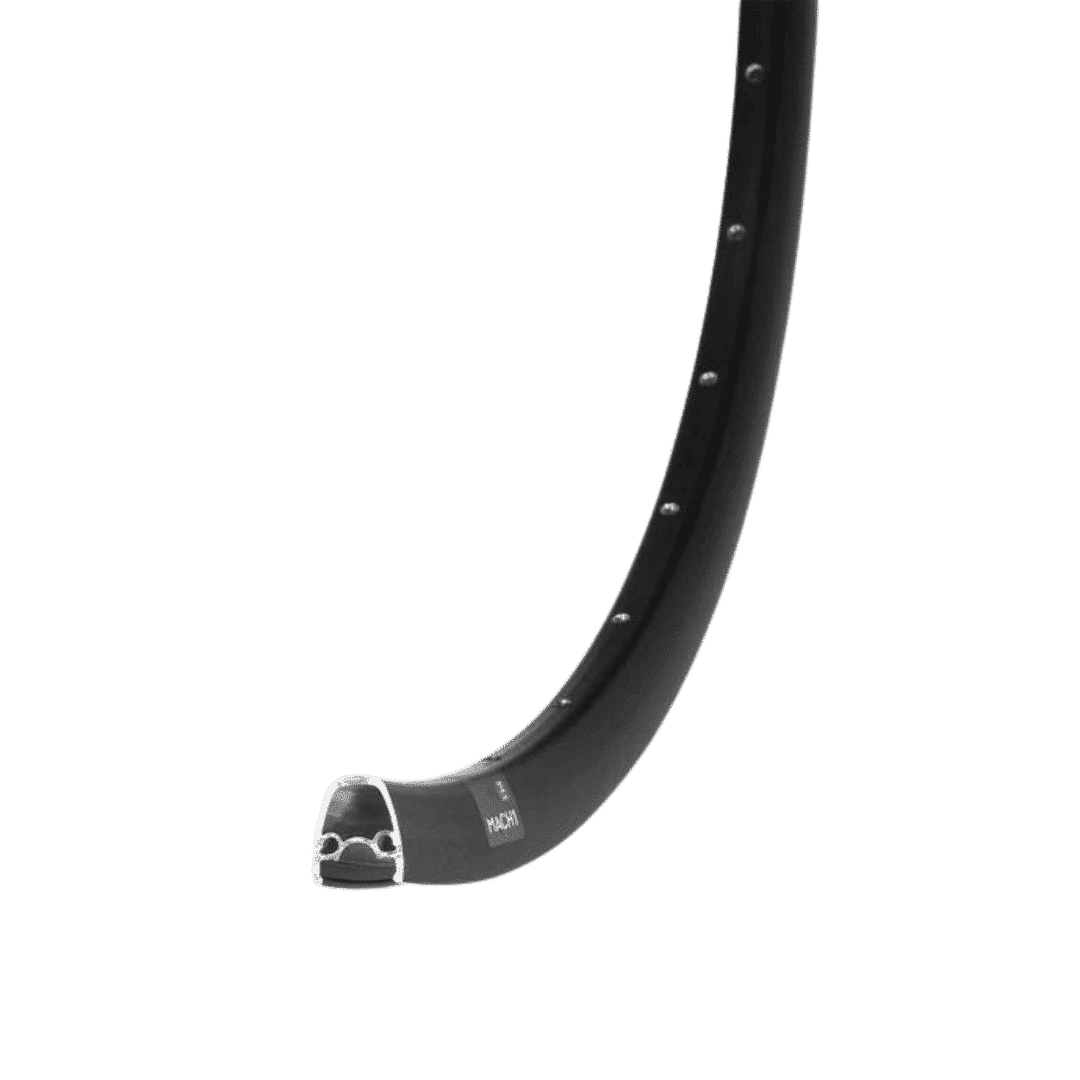 Jante freinage disque 1 coupe avec vue intérieure d'une jante Mach1 noire pour freinage disque